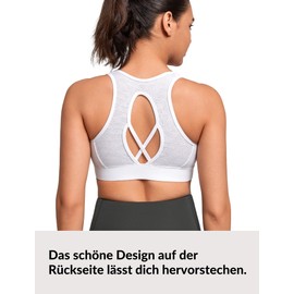 Yvette Sports Bra Beautiful Back Strong Hold Front Closure Large Sizes Fitness Running Bra, White, 3XL large sizes