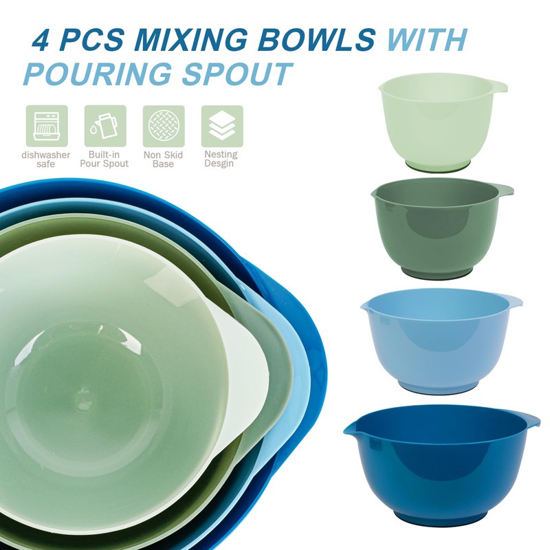 BoxedHome Classic Mixing Bowl Set, BPA Free Plastic, Microwave and