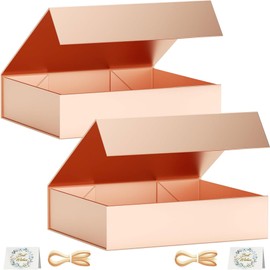 Pack of 2 Gift Boxes, 30 x 15 x 10 cm Gift Boxes for Presents with Lids Magnetic Closure Rectangle Collapsible for Groomsman Proposal Box, Wedding, Christmas, Halloween, Birthday Gift Packging