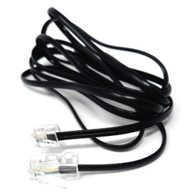DRUT 2m Flat RJ11 to RJ45 Male to Male 4 wire Broadband, Modem Cable Lead 6.5ft Black