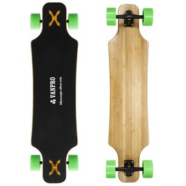 VANPRO Longborads Skateboards 38.58 inches Complete Drop Down Through Deck Cruise Professional Longboard(Snow Black, 1 KIT)