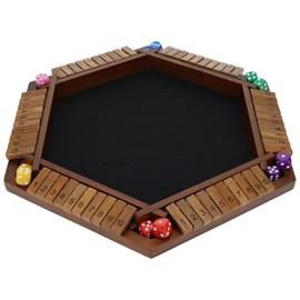 Pacific Shore Games Shut The Box Game 6 Player – Walnut Stained Wood, Wooden Board Game, Table Games for Adults, Bar Games, Portable Dice Game for 1-6 Players, Classic Games
