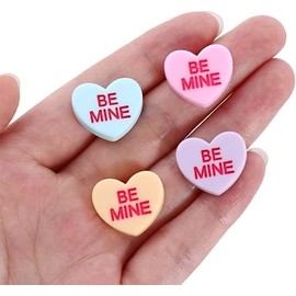 20 Pcs Random Color Flatback Resin Embellishments,Colorful Heart Shape Flatback Slime Charms,for Scrapbooking Embellishment DIY Craft Jewelry Making Ornament, Scrapbooking Embellishments