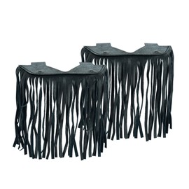 Daniel Smart Motorcycle Leather Floorboard with Fringe Durable Universal Biker Black Foot Pedal Tassel - 1 Piece