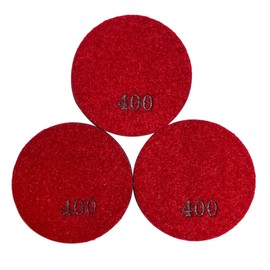 3" Resin Bond Diamond Polishing Pads, Dark Resin, Set of 3, Dry or Wet, #400 Grit
