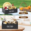 VOOTTOU Paper Plate Dispenser, Wood Paper Plate Holder with Handle