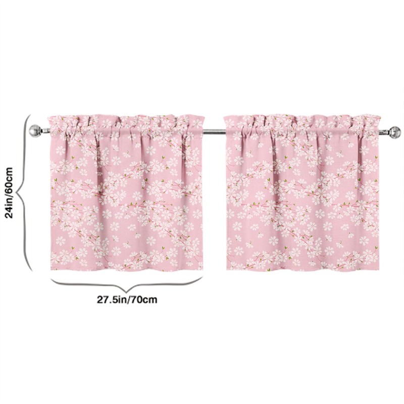 Floral Kitchen Curtains 24 Inch Length Pink Window Curtain Over