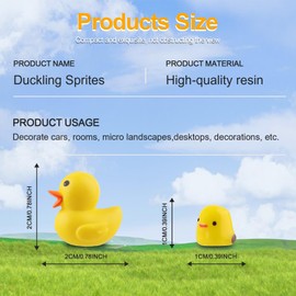 Mini Ducks Car Dashboard Decors, 20 Pieces Cute Rearview Mirror Ornaments, Funny Interior Car Accessories for Automotive Window Home Garden Decorations