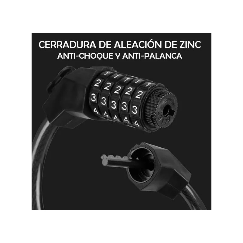 Candado Combinacion Cerradura1.5m Flexible 5dígito Bici Moto