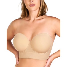 HSIA Longline Strapless Bras for Women Large Bust Plus Size Strapless Bra Heavy Breast Supportive Lift Corset Bras