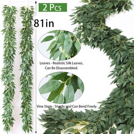 mizii - Guirnalda de 2 hebras artificiales de vid de 205.7 cm con hojas verdes de seda, plantas colgantes de imitación para decoración de boda, arco de recámara, hogar, pared, fiesta, departamento (sauces)