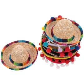 KONTONTY Mexican Theme Party Accessory 6pcs Mini Sombrero Headbands Hair Hoops for Boys and Girls Adults for Group Photos Celebrations