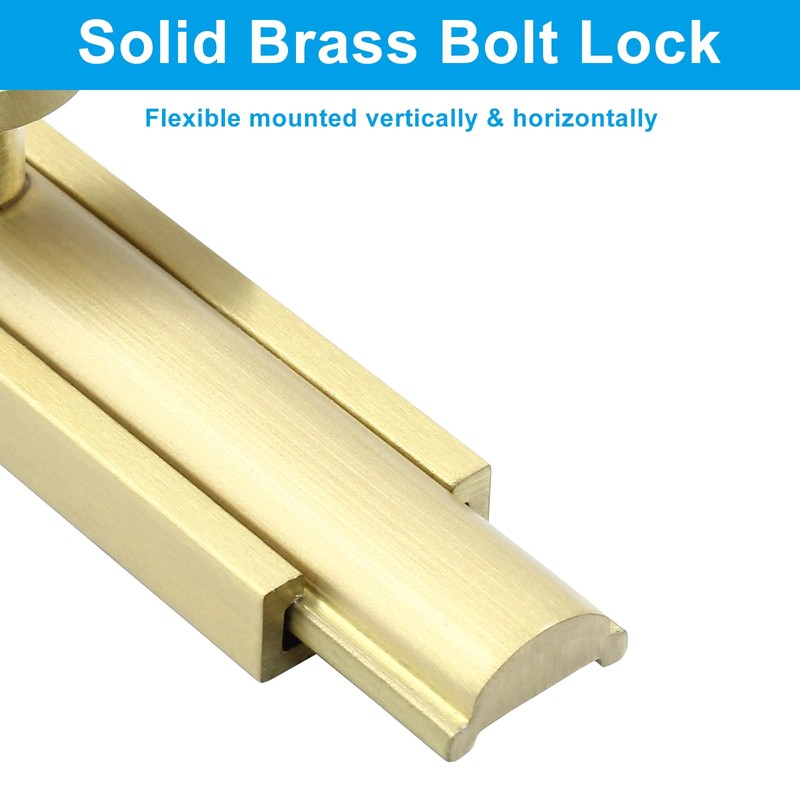 Luomorgo 1 Pack Solid Brass 2 Inch Surface Bolt, Brushed