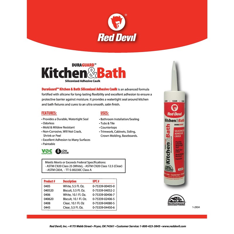 Red Devil 0445 Silicone Acrylic Caulk & Sealant, 100% Waterproof,