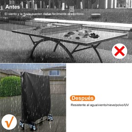 Funda de Mesa Ping Pong Cubierta de Tenis Mesa Impermeable Exterior, Oxford 600D Cubierta Plegable Tenis de Mesa Cover Protectora para Mesa Ping Pong Contra lluvia al Aire Libre Protección Sol Rayo UV