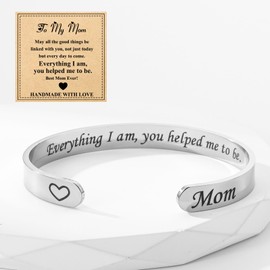 KLIFOWDY Bracelets for Womens Silver Bracelet for Women Stainless Steel Bracelet Cuff Bangles for Women Women's Jewellery Ladies Bracelets Gifts for Mum