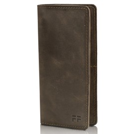 FULLFURS Genuine Cow Leather wallet for men | RFID Blocking Bifold mens wallet | Hand Stitched men's leather wallet | 1 ID Window | Total 10 Slots | Perfect leather gifts for men., grey, Classic Long