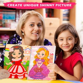 HBKJ Foil-Fun Art Gift for Girls - Magic Princess Gifts Foil Art Craft Stickers Book Supplies for Girls 4-5-6-7-8-9 Year Old Toddler Kids Activity Kit Travel Toys Christmas Birthday Gifts