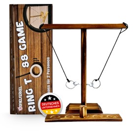Spielferkel Wooden Ring Toss Game - Action Ring Toss Game for 2 People, Party Game for Stag Party, Adults, Outdoor & Indoor, Drinking Games, Party Items, Skill Game