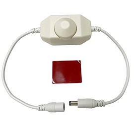 Litever PWM DC12/24V 3A Rotary Stepless LED Dimmer Switch with DC5521 Male and Female Jack White