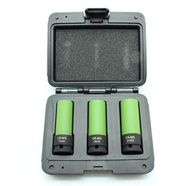 TEMO 3 pc Wheel Impact Socket 1/2" Drive 3.35 Inch Long: 17-19-21