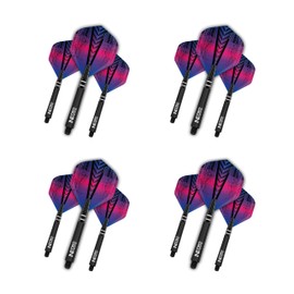 RED DRAGON Dart Flight and Stems Combo Rainbow - 4 sets of Standard Flights and 4 sets of Medium Nitrotech Stems Per Pack