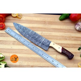 Handmade Custom Hand Made Damascus Chef Knife Kitchen / Hand forged Damascus Steel 2657