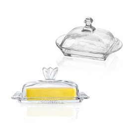 QFkris Glass Butter Dish with Lid for Countertop Bundle