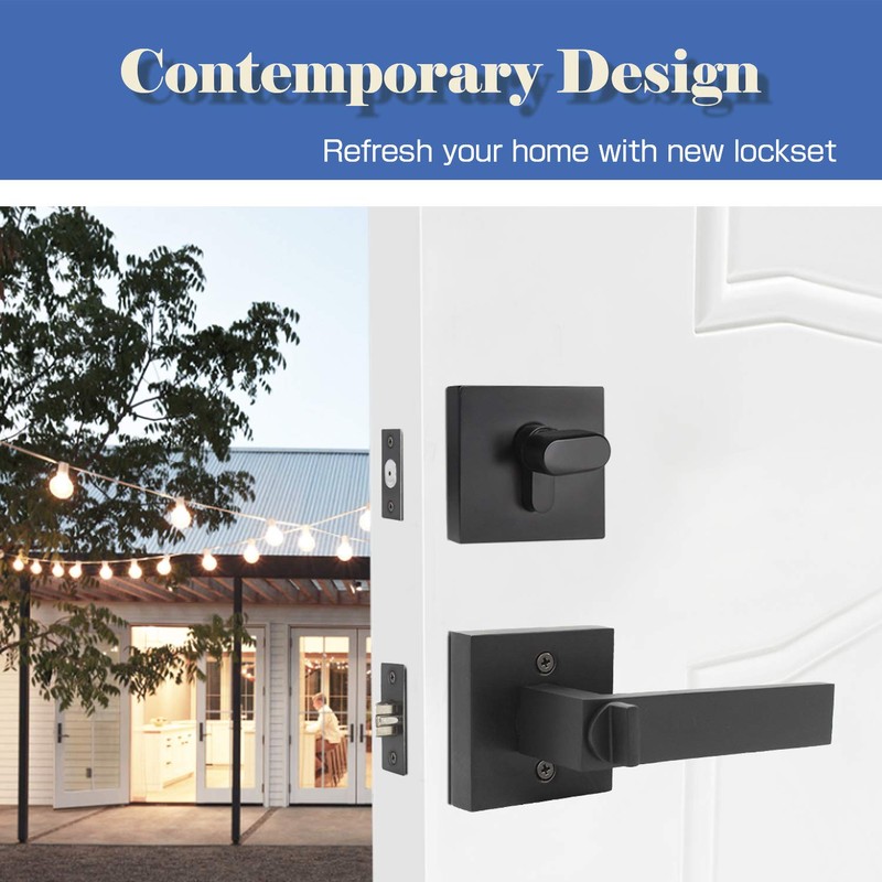 KNOBWELL 2 Pack Front Door Entry Lever Lockset and Single