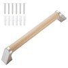 modunful Straight Wooden Shower Handle with Plastic-Coated Surface, Non-Slip Shower