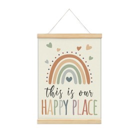 foedor This is Our Happy Place Poster Hanger Frame,Rainbow Nursery Toddler Girls Room Decor,Inspirational Quotes Wall Signs for Bedroom Kid Room,12x16 Inch