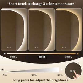 WallBeyond LED Bathroom Mirror with Lights, 23 x 32 Inch Led Bathroom Vanity Mirror for Wall, Anti Fog Mirror for Bathroom, 3 Colors and Dimmable Light, Horizontal/Vertical