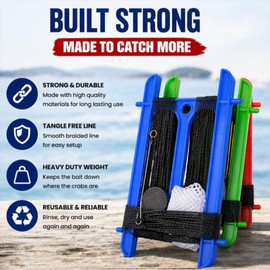 LND Gifts Crab lines Set of 3, Premium Crab Line with Crabbing Bait Bags and weights Ideal Crabbing Line Fishing Kit for the sea and rock pools for kids and adults