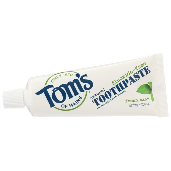 Tom's of Maine Travel Size Fluoride-Free Fresh Mint Toothpaste, 3 oz. 6-Pack (Packaging May Vary)