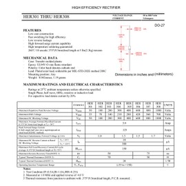 HUABAN 50PCS HER303 High Efficiency Rectification Diode 3A 200V 50-70ns DO-201AD (DO-27) Axial 3 Amp 200 Volt