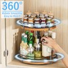 Lazy Susan Turntable Organizer Adjustable - 2 Tier Wood Rotating