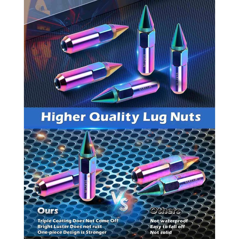 ECCPP M12X1.5 Wheel Lug Nuts 20 Pieces M12X1.5 Chrome Spline