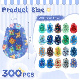 Copkim 300 Pcs Adhesive Eye Patches for Kids Boys 20 Styles Breathable Boy Eye Patch Bulk Light Blocking Cotton Adhesive Bandages for Toddler Boys, 3 x 2 Inch