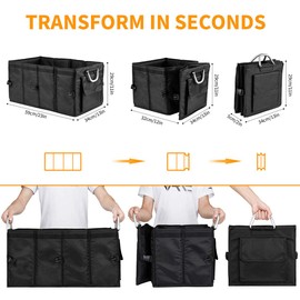 i BKGOO Car Trunk Organizer with Lid,Collapsible Car Trunk Storage Organizer,Multi-Compartment Car Organizer for auto, SUV, Truck, Minivan Black, X-Large