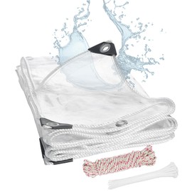 FoundGo 6' x 10' Clear Tarps Heavy Duty PVC Vinyl 20 Mil Thick Tarpaulin Glass Tarpaulin with Metal Grommets，Protects Against Water, UV-Ray, Tear, Cold Weather Resistan for Greenhouse Balcony Garden