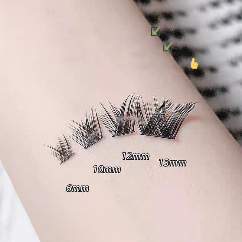 Fox Eye Artificial Eyelashes Natural Wispy Individual Lashes, 3D-C-6~13 mm