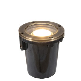 VOLT 12V 3-in-1 Waterproof IP68 Mini in-Grade Light with Brass Top (Bronze) & 4W 2700K Warm White MR11 LED Bulb for Low Voltage Landscape Lighting of Pathway, Garden, Column, Fountain or Pond
