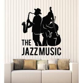 Vinyl Wall Decal Music Jazz Night Saxophone Player Silhouette Stickers Mural Large Decor (g7467) Black