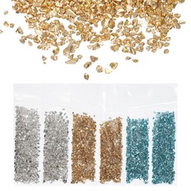 uxcell Crushed Glass High Luster Chips 1-3mm 29g Irregular Glass Metallic Crystal Chips for Nail Arts Craft DIY Vase Filler Jewelry Making Decoration, 6 Colors, Blue Green Color Series