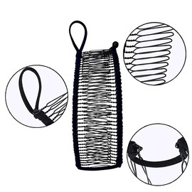 LATRAT Women's Stretchable Banana Hair Clip Comb, Vintage Clip Ponytail Holder, Banana Hair Clip Tool for Natural Curly Hair, Black, Pack of 2