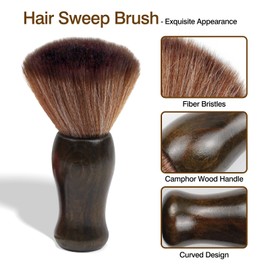 Professional Barber Neck Duster Brush, Natural Fiber Hair Cutting Brush with Wooden Handle, Ideal for Barbers & Hair Stylists