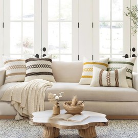 MIULEE Pack of 2 Boho Pillow Covers Dark Brown 18x18 Inch Decorative Square Spring Farmhouse Throw Cushion Sofa Bed Living Room Home Decor