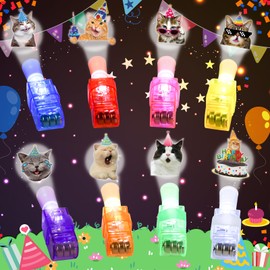 48PCS Finger Lights, Cat Birthday Theme Party Favors, Led Finger Flashlights for Kids Glow in the Dark Party Supplies Bulk, Light Up Toys for Parties Classroom Prizes Goodie Bags Trick or Treating