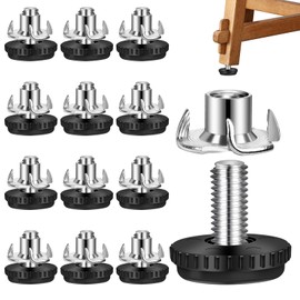 Supkiir 24Pcs 5/16”-18 Thread Furniture Leveling Feet, Stainless Steel Screw in Adjustable Table Feet Outdoor, Patio Furniture Levelers for Table and Chair Legs Cabinet Patio with T-Nuts