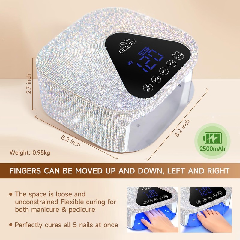 Okasiuv UV LED Nail Lamp with UV Gloves,Magnetic Metal Mirror